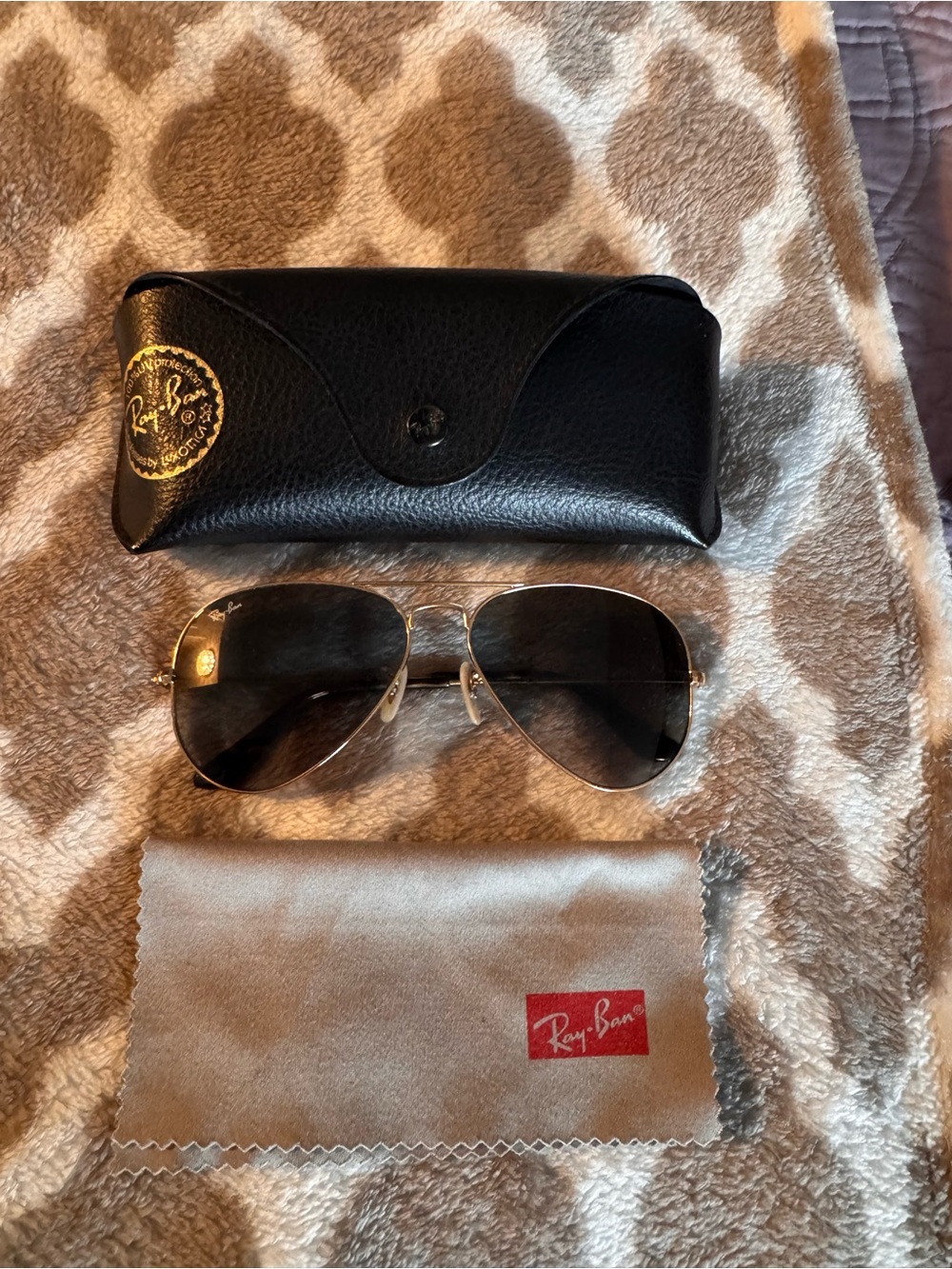Ray-Ban Gold Frame Sunglasses with Dark Lenses